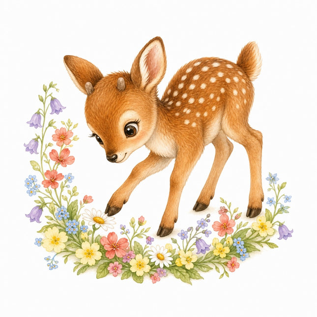 floral deer fabric panel