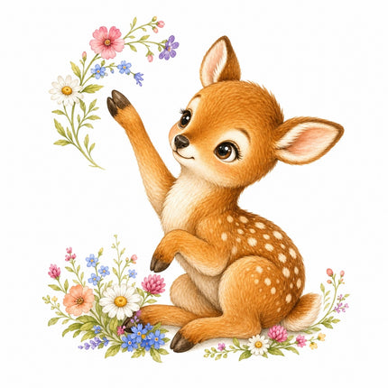 floral deer fabric panel