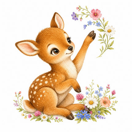 Deer Fawn 100% Cotton Fabric Panel Block Quilt Square FLIP-AAB1574