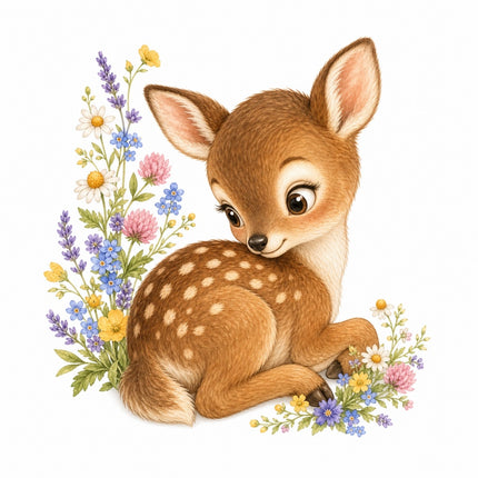 floral deer fabric panel