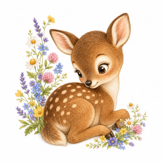 floral deer fabric panel