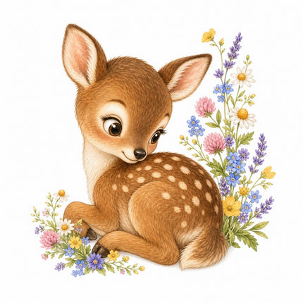 Deer Fawn 100% Cotton Fabric Panel Block Quilt Square FLIP-AAB1575
