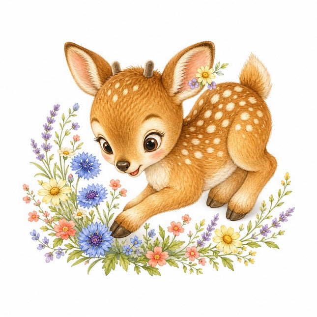 Deer Fawn 100% Cotton Fabric Panel Block Quilt Square FLIP-AAB1576