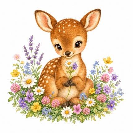 floral deer quilt square