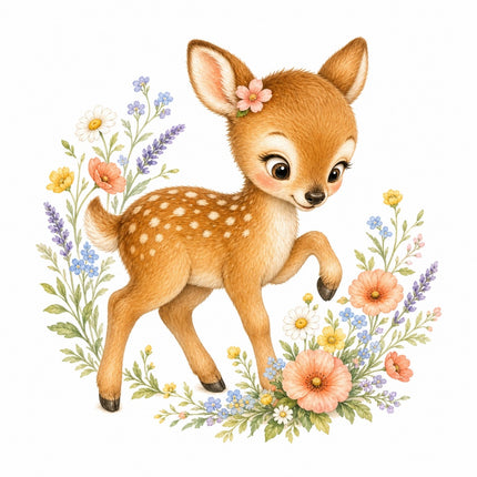 floral deer quilt square