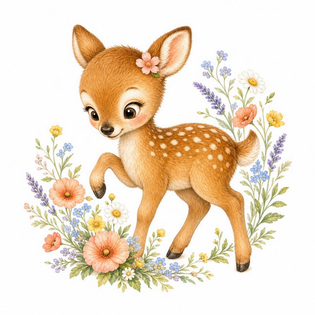 Deer Fawn 100% Cotton Fabric Panel Block FLIP-AAB1578