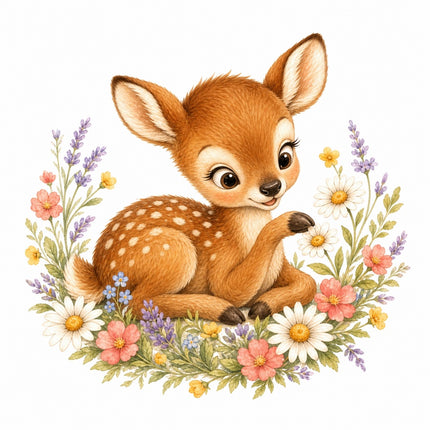 floral fawn quilt square