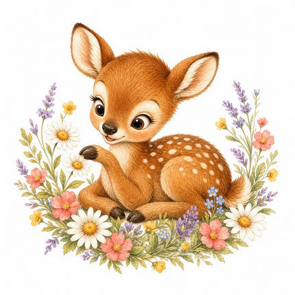 Deer Fawn 100% Cotton Fabric Panel Block Quilt Square FLIP-AAB1579