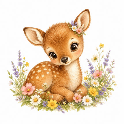 floral fawn quilt square