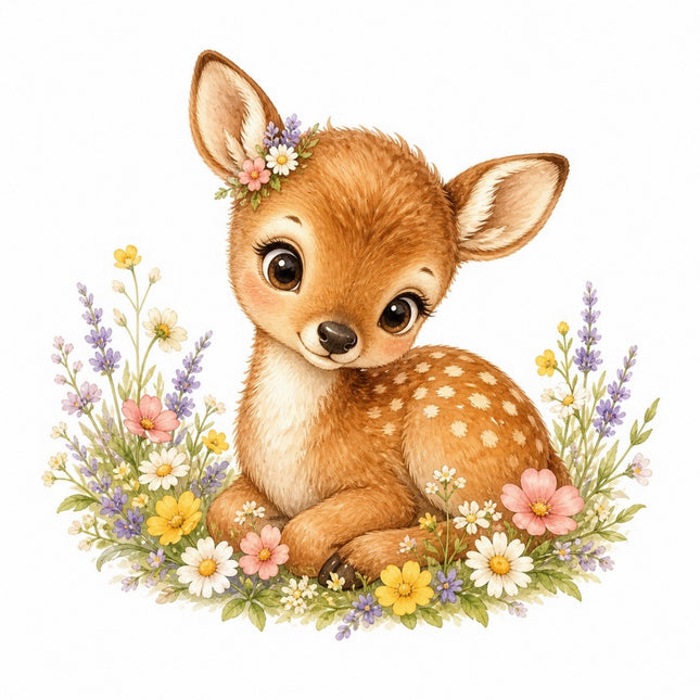 Deer Fawn 100% Cotton Fabric Panel Block Quilt Square FLIP-AAB1581