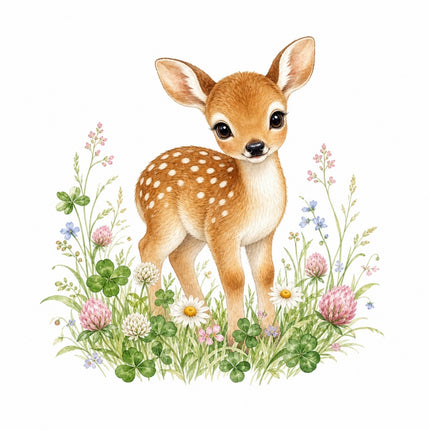 floral fawn quilt square
