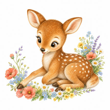 floral fawn quilt square