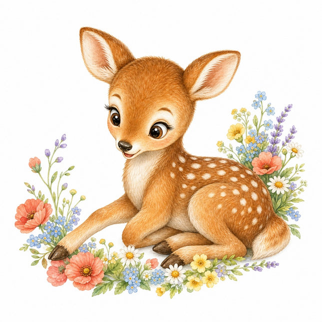 floral fawn quilt square