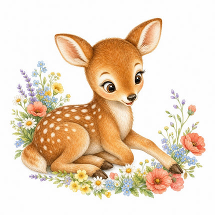 Deer Fawn 100% Cotton Fabric Panel Block Quilt Square FLIP-AAB1583