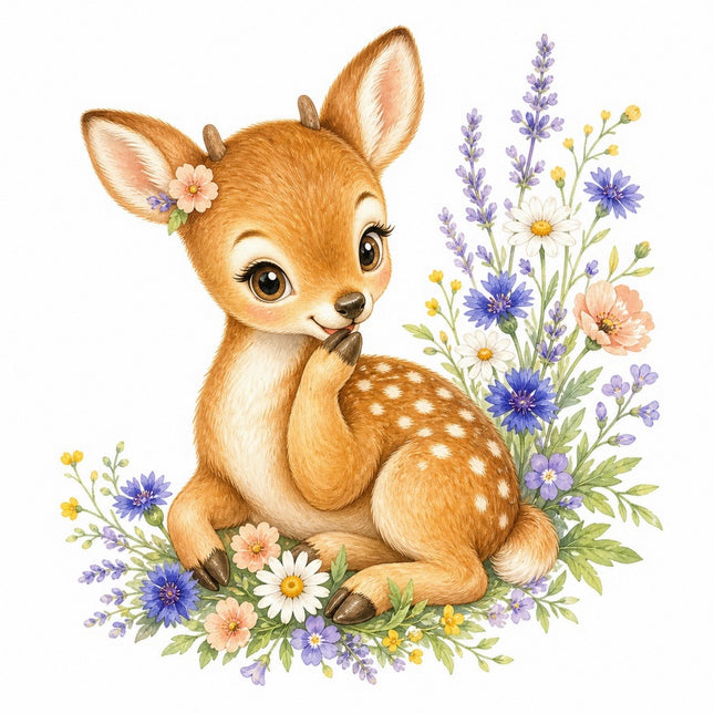 Deer Fawn 100% Cotton Fabric Panel Block Quilt Square FLIP-AAB1584