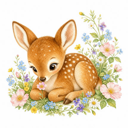 Deer Fawn 100% Cotton Fabric Panel Block Quilt Square FLIP-AAB1585