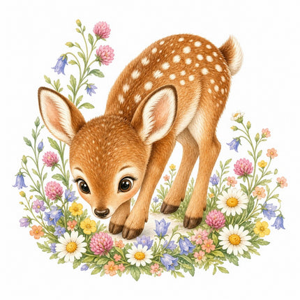Deer Fawn 100% Cotton Fabric Panel Block Quilt Square FLIP-AAB1586
