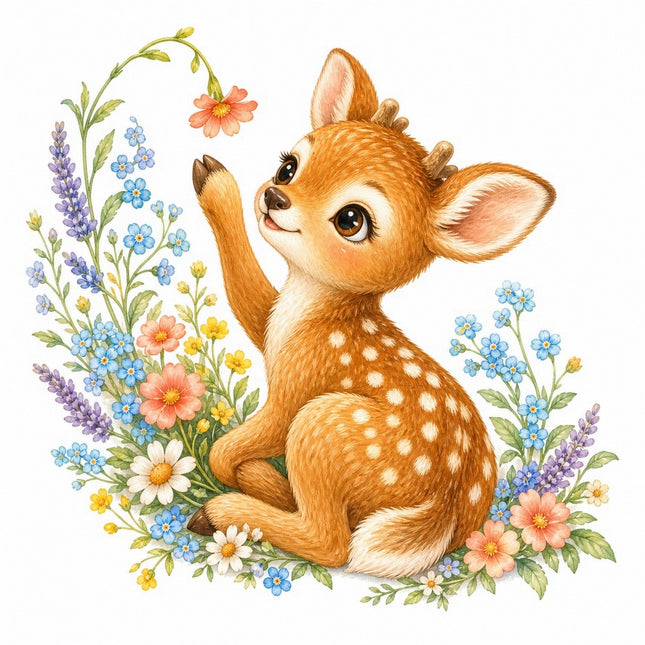 Deer Fawn 100% Cotton Fabric Panel Block Quilt Square FLIP-AAB1587