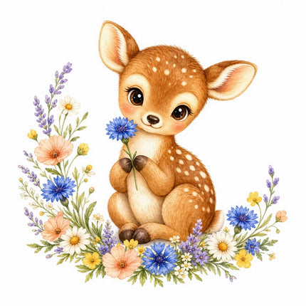 Deer Fawn 100% Cotton Fabric Panel Block Quilt Square FLIP-AAB1589