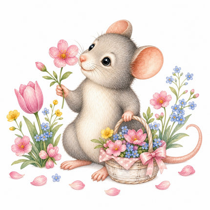 mouse with flowers quilt block