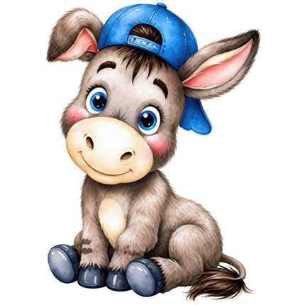Donkey Wearing Hat 100% Cotton Fabric Panel Block FLIP-AAB1619