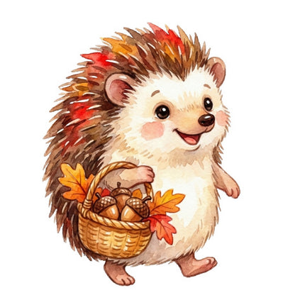 Autumn Fall Hedgehog 100% Cotton Fabric Panel Block FLIP-AAB1647
