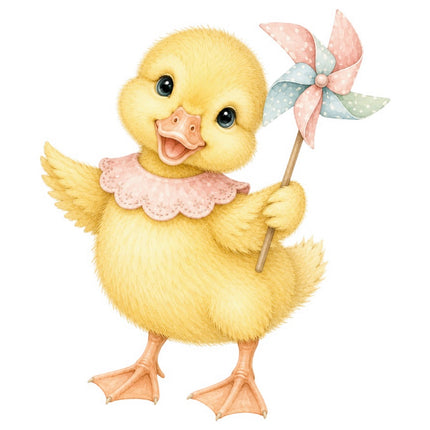 Yellow Duckling With Wind Spinner 100% Cotton Fabric FLIP-AAB1691
