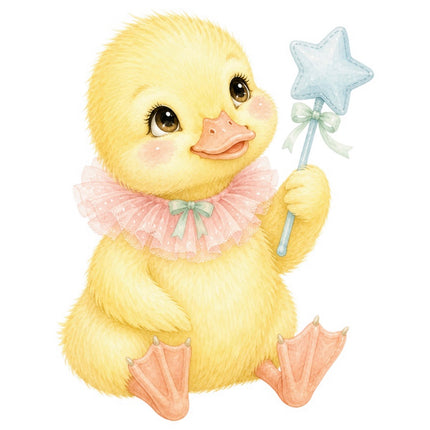Yellow Duckling With Star 100% Cotton Fabric Panel Block FLIP-AAB1694