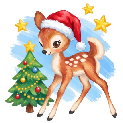 Christmas Deer 100% Cotton Fabric Panel Block FLIP-AAB1704