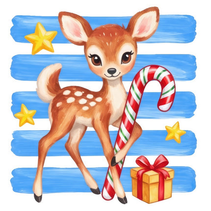 Christmas Deer 100% Cotton Fabric Panel Block FLIP-AAB1705