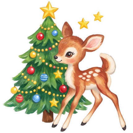 Christmas Deer 100% Cotton Fabric Panel Block FLIP-AAB1706