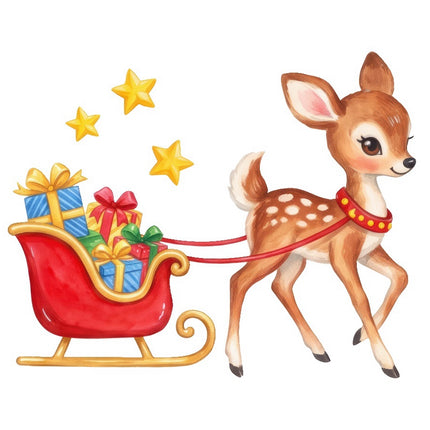 Christmas Deer 100% Cotton Fabric Panel Block FLIP-AAB1707