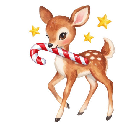 Christmas Deer 100% Cotton Fabric Panel Block FLIP-AAB1708