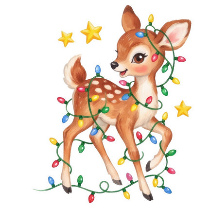 Christmas Deer 100% Cotton Fabric Panel BlockFLIP-AAB1709