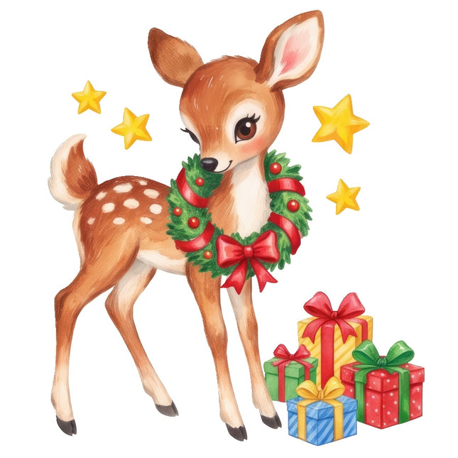 Christmas deer fabric panel
