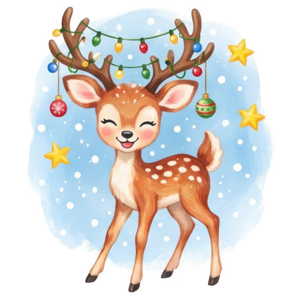 Christmas deer fabric panel