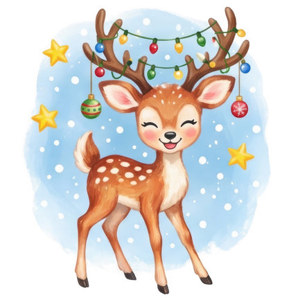 Christmas Deer 100% Cotton Fabric Panel Block FLIP-AAB1711