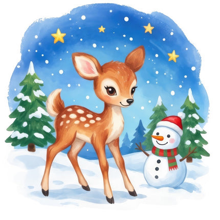 Christmas Deer 100% Cotton Fabric Panel Block FLIP-AAB1712