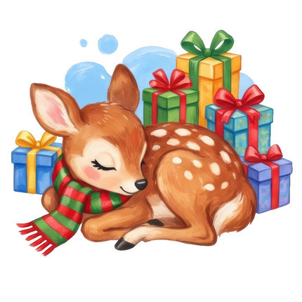 Christmas Deer 100% Cotton Fabric Panel Block FLIP-AAB1714