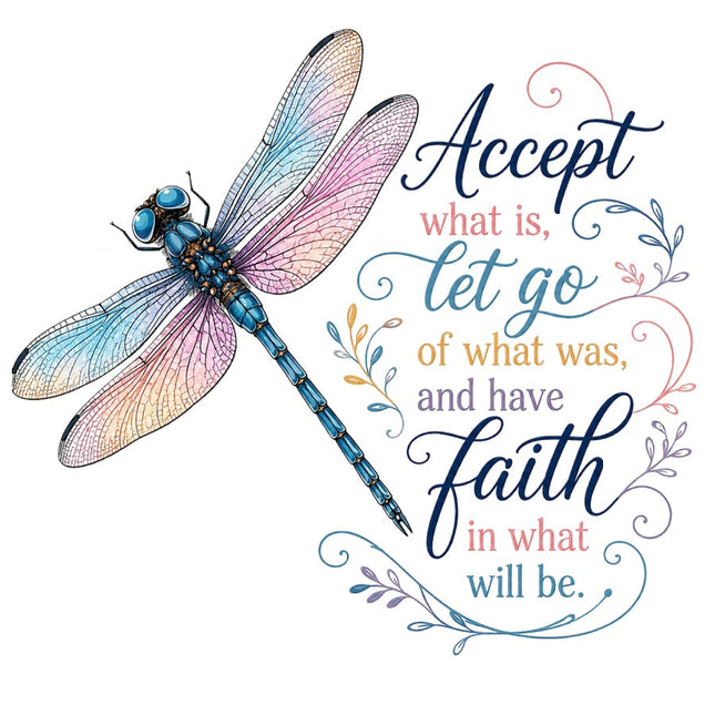 Accept What Is Let Go What Was Have Faith 100% Cotton Fabric Panel Block AAB1721