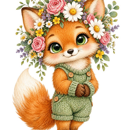 floral fox fabric panel