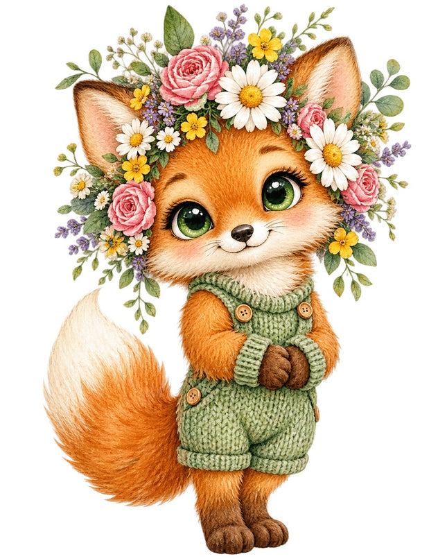 floral fox fabric panel