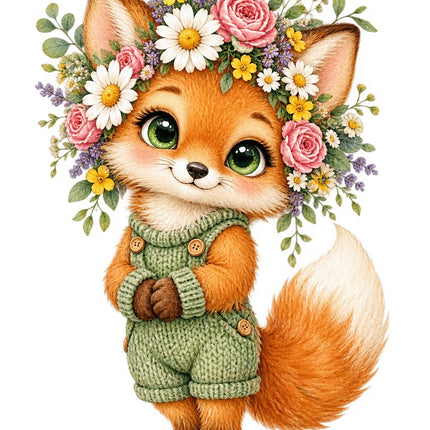 Floral Fox 100% Cotton Fabric Panel Block Quilt Square FLIP-AAB1723