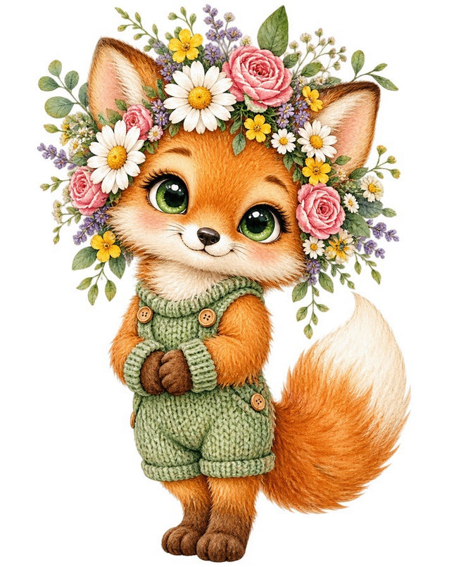 Floral Fox 100% Cotton Fabric Panel Block Quilt Square FLIP-AAB1723