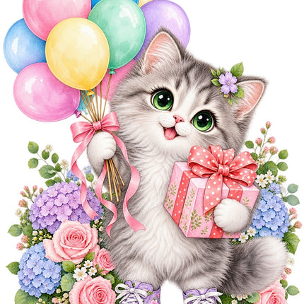 birthday cat quilt square