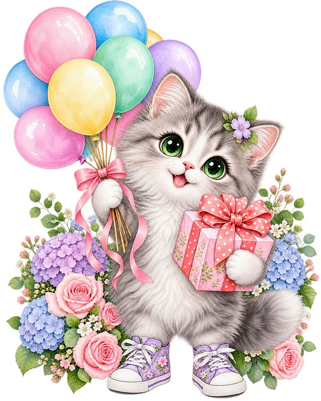 birthday cat quilt square