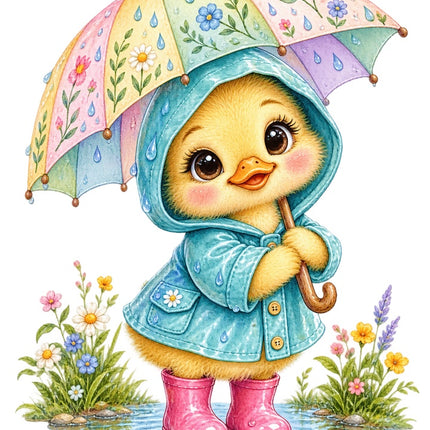 duck with umbrella fabric panel