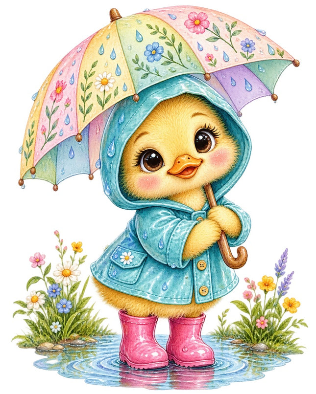 duck with umbrella fabric panel