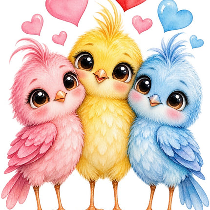 colorful birds fabric panel