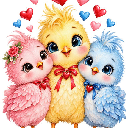 colorful birds fabric panel